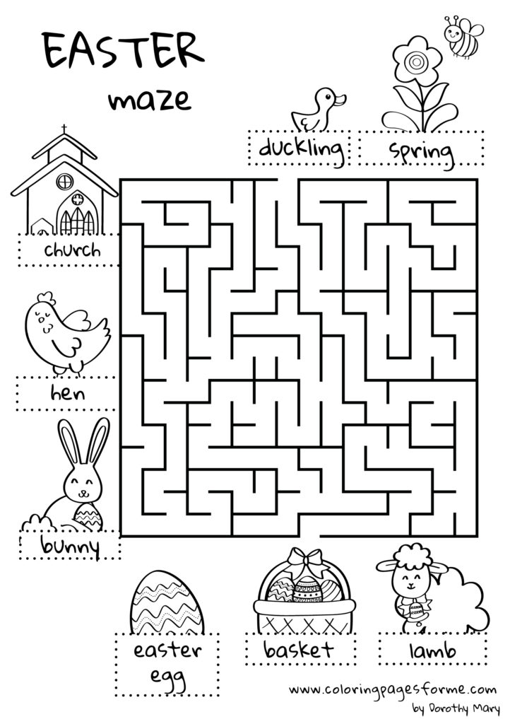 easter vocabulary maze english worksheet