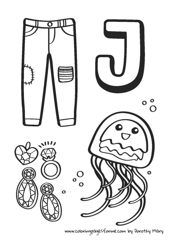 j letter coloring page jelly jewelery jeans