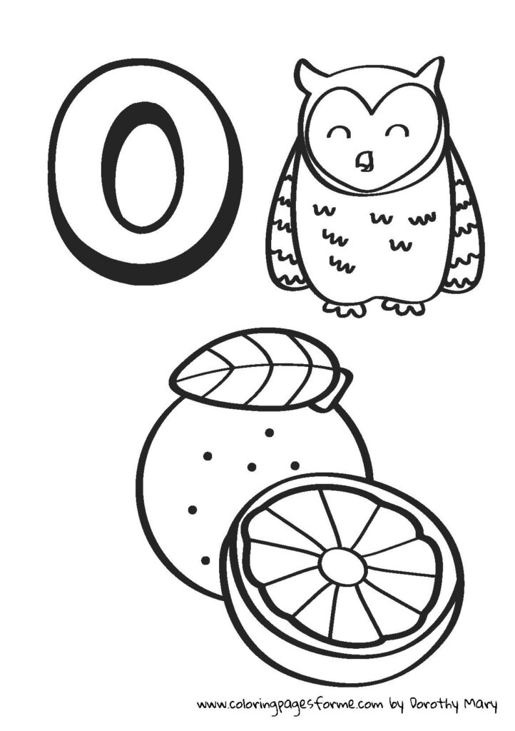 o letter coloring page orange owl