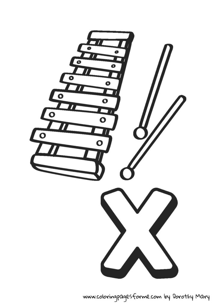 x letter coloring page xylophone