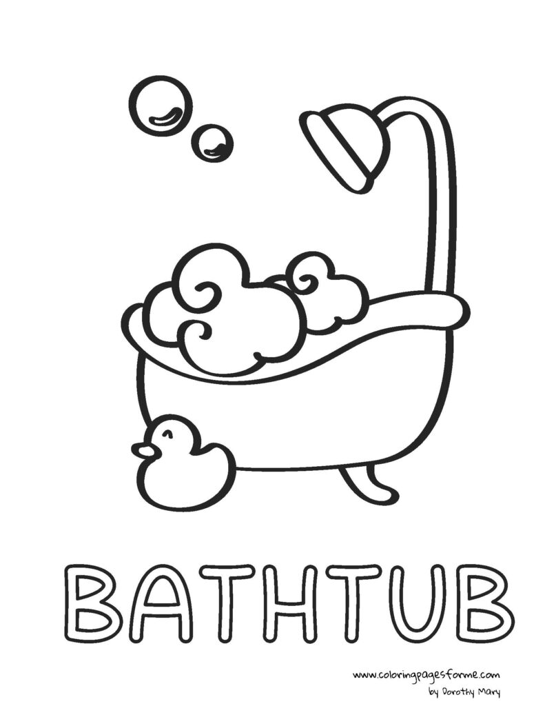 bathtub coloring page activity