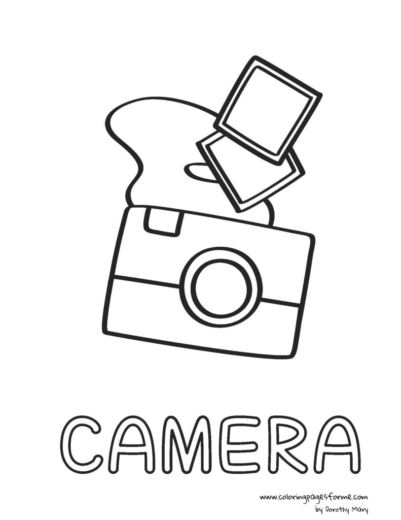 camera coloring page activity