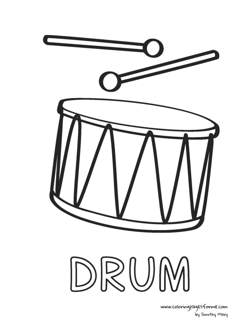 drum coloring page activity