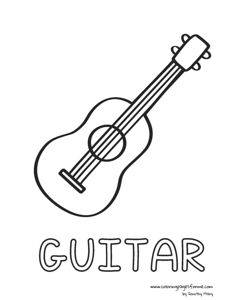 guitar coloring page activity