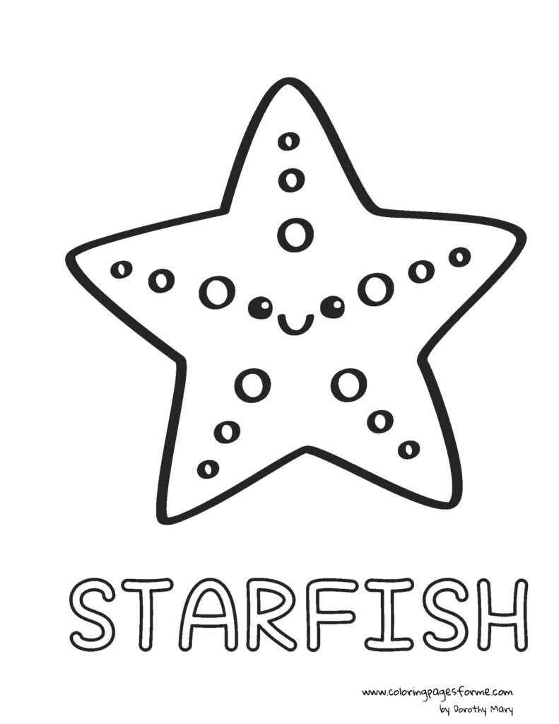 Star fish coloring page activity