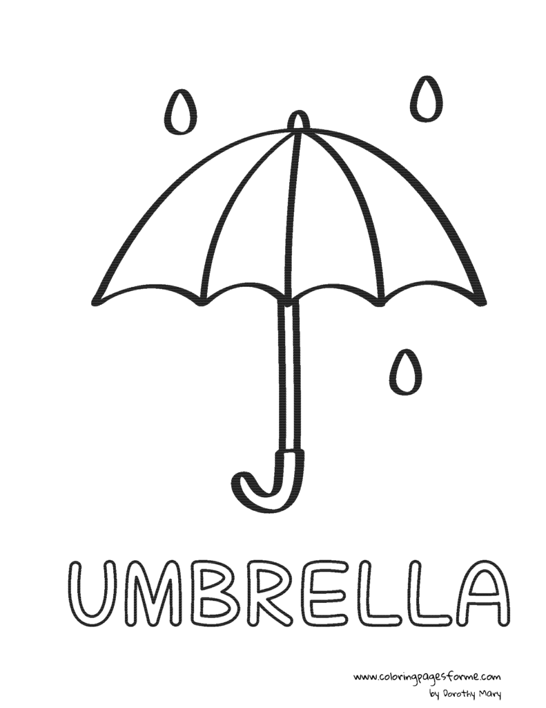 umbrella coloring page activity