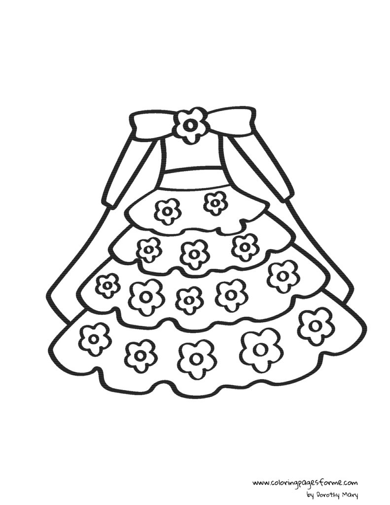 floral dress coloring page