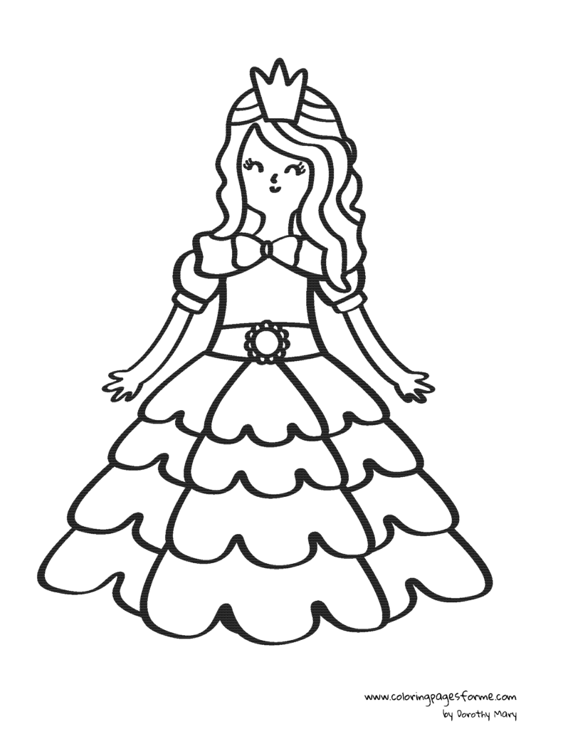 lovely princess with long hair coloring page