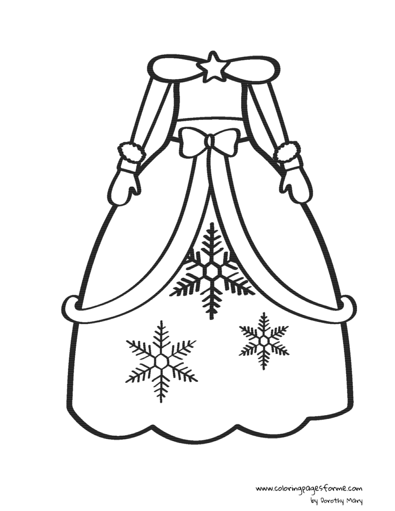 princess winter dress coloring page