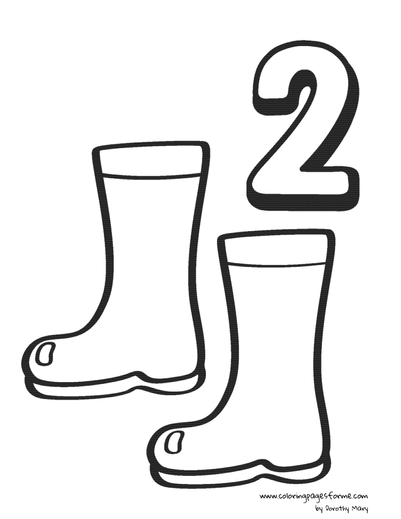 two boots number counting coloring page