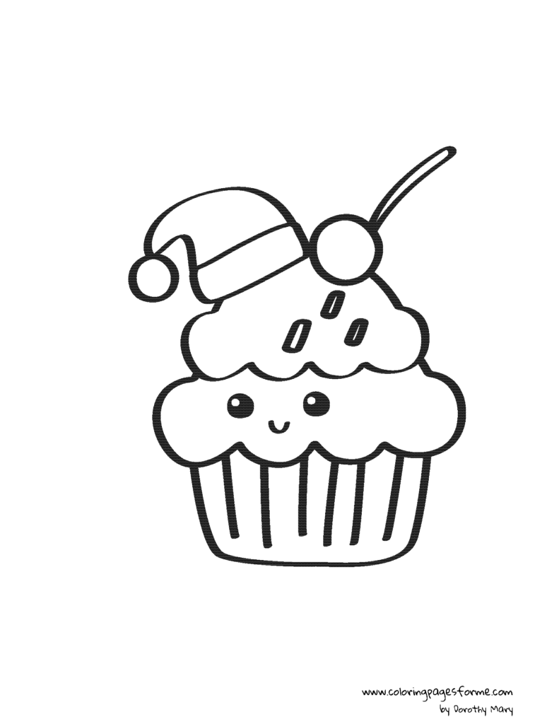 christmas cupcake coloring page