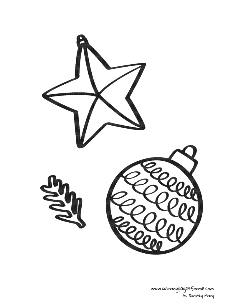 star bauble and round bauble coloring page