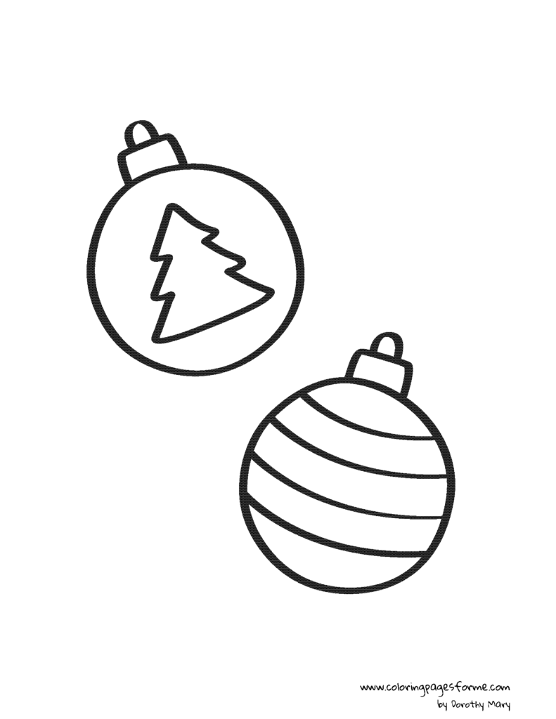 bauble striped and christmas tree coloring page