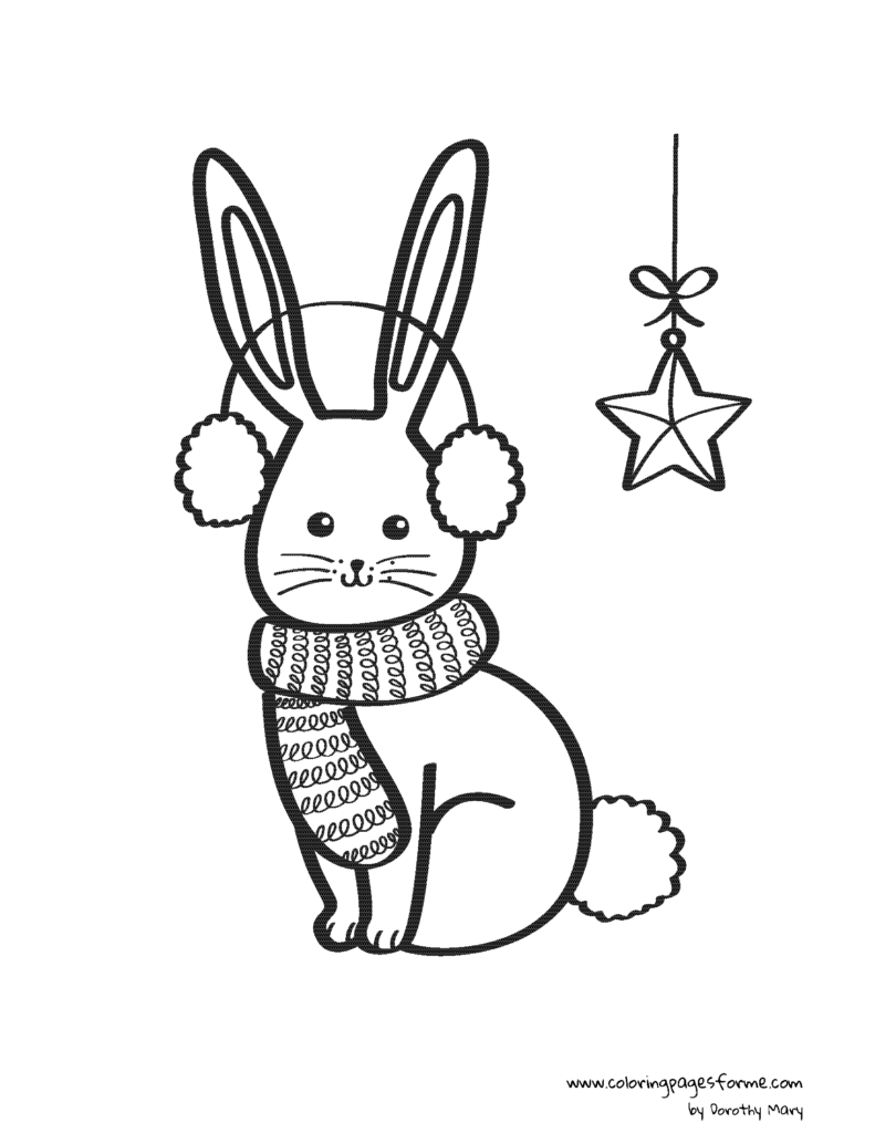 bunny with earmuffs coloring page