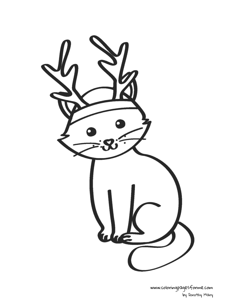 cat - reindeer coloring page