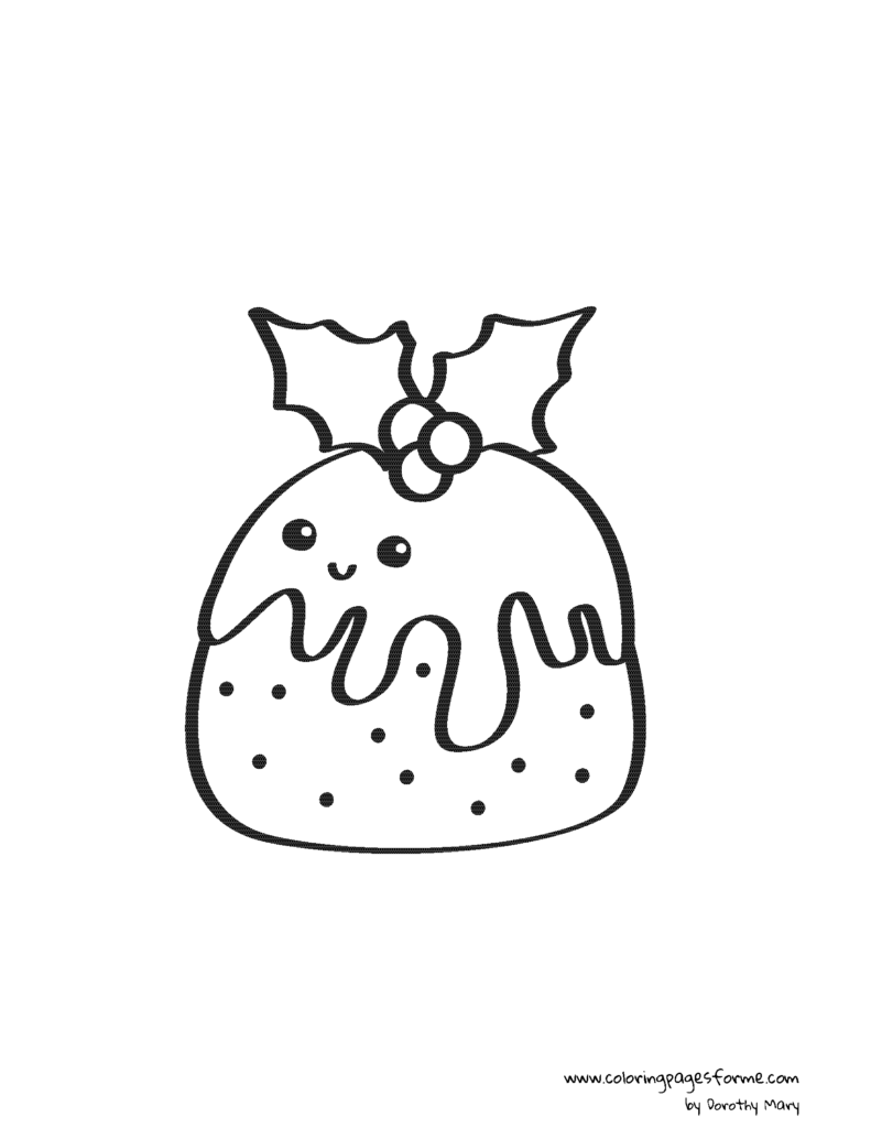 christmas pudding coloring page