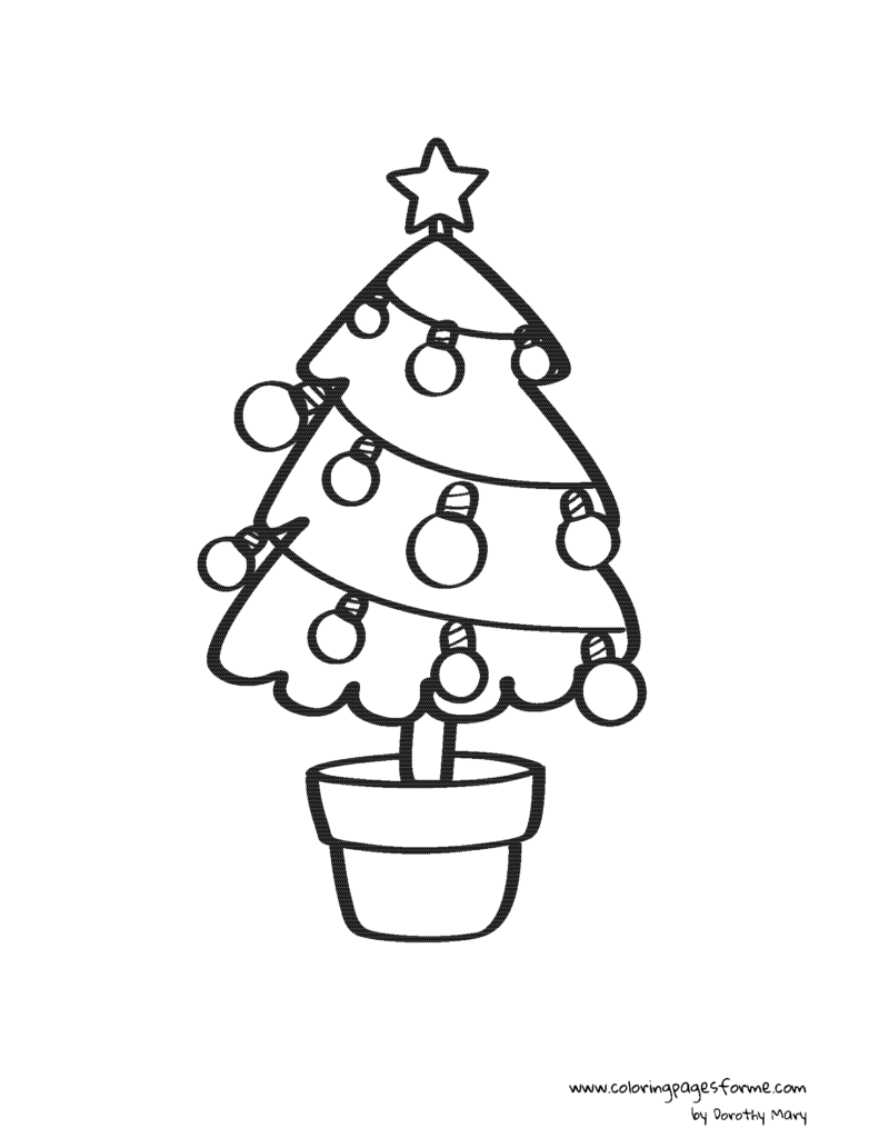 christmas tree in a pot coloring page