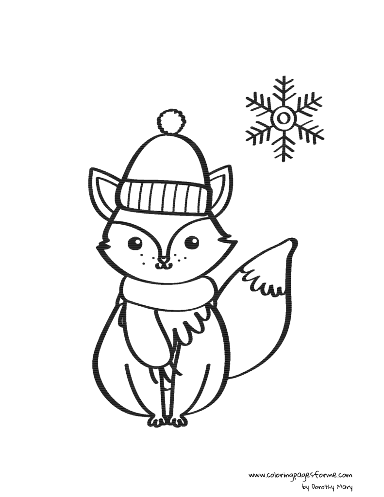 christmas fox coloring page