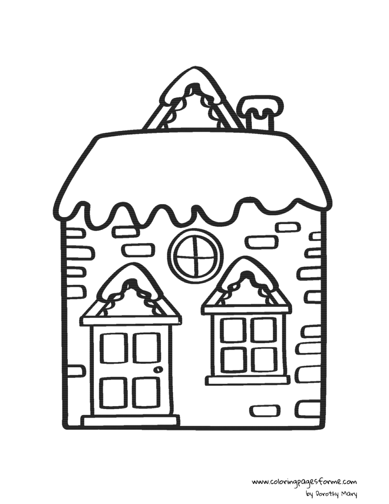 christmas house coloring page