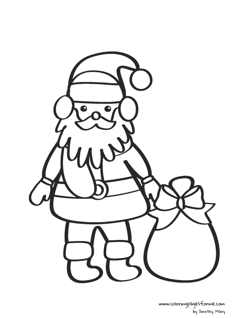 santa claus with christmas sack coloring page