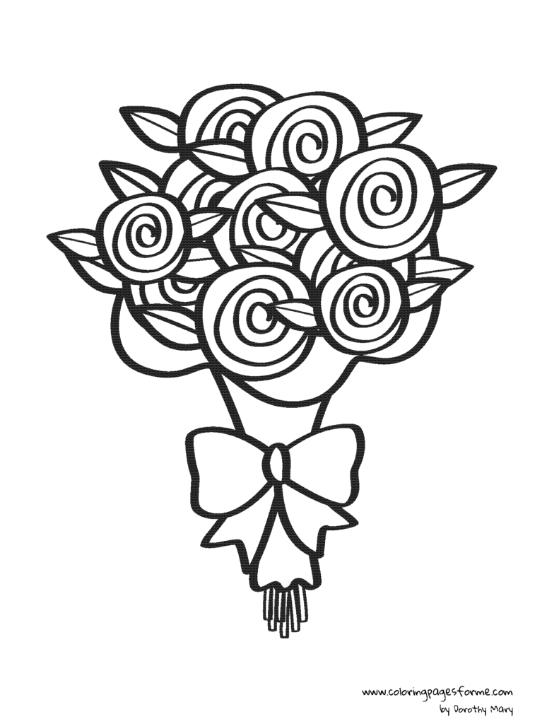 a bouquet of roses coloring page