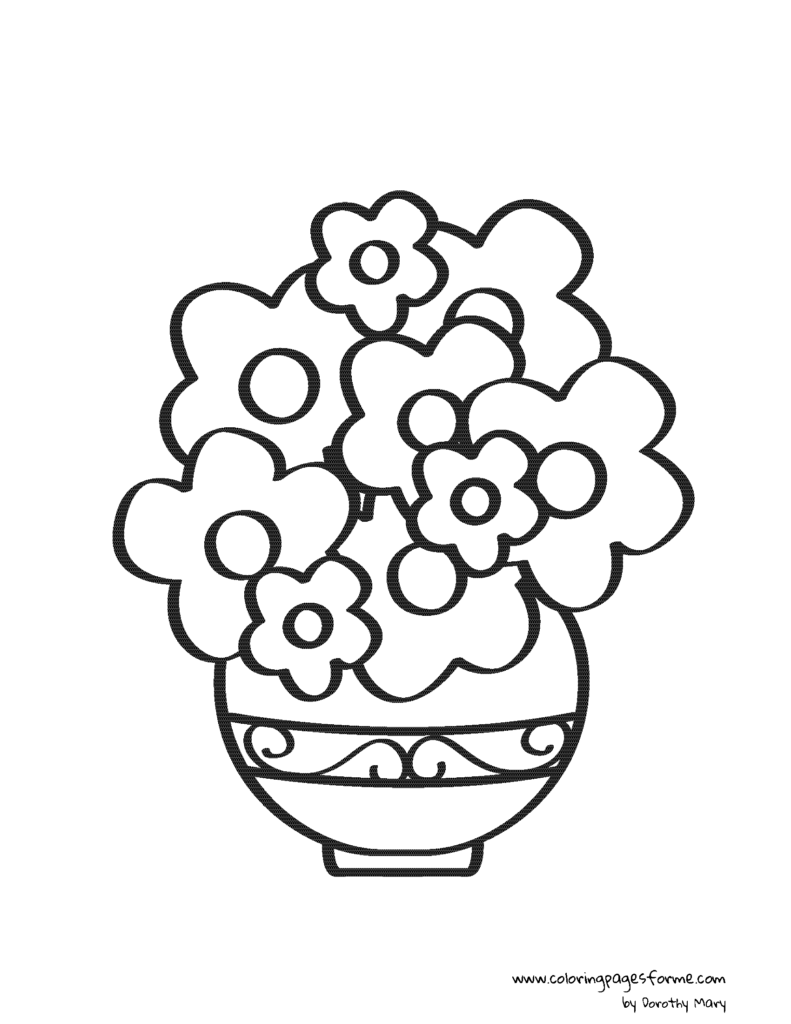 flowers in a vase coloring page