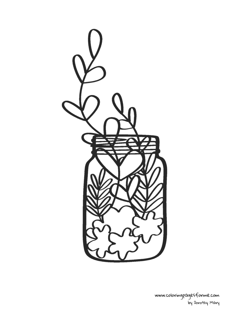 plants in a jar coloring page