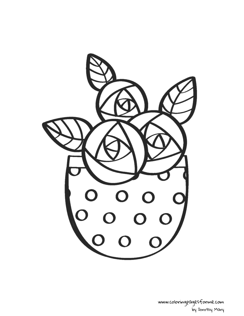 roses in the pot coloring page