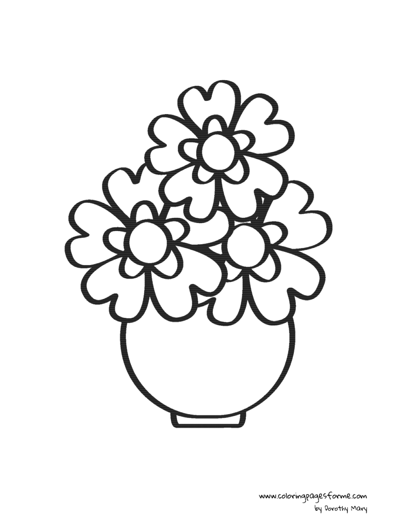 flowers in a vase coloring page