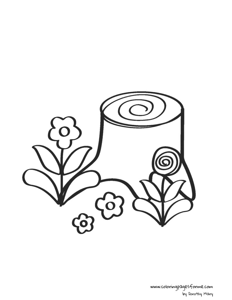 trunk and flowers coloring page