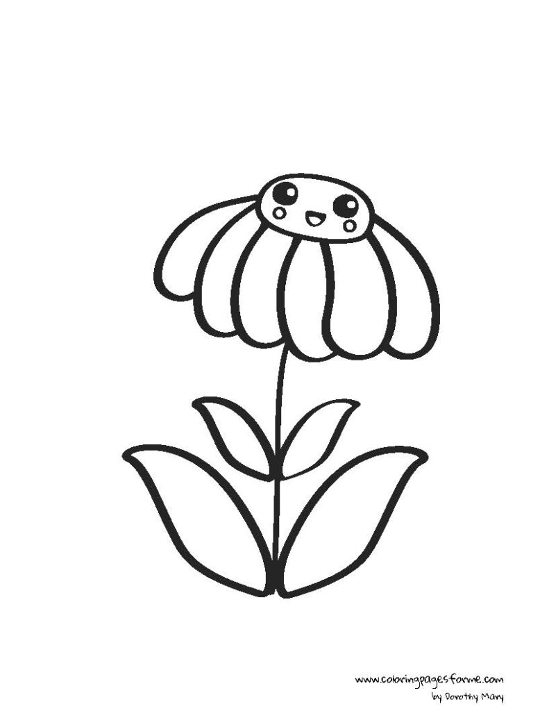 cute kawaii daisy coloring page for kids free PDF