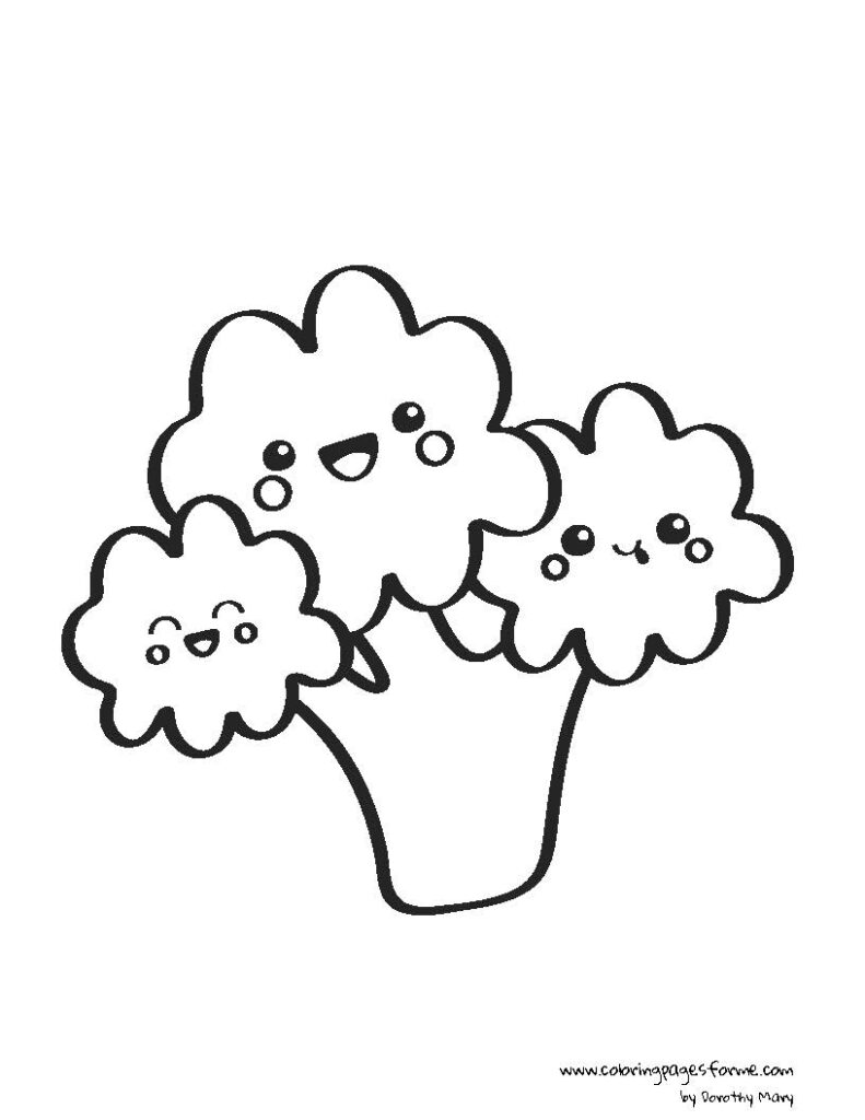 cute happy broccoli printable PDF for children