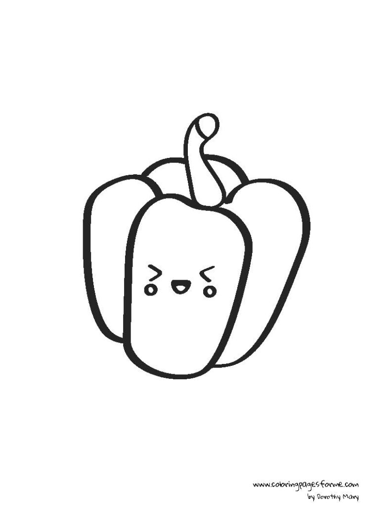 kawaii pepper coloring page PDF for children