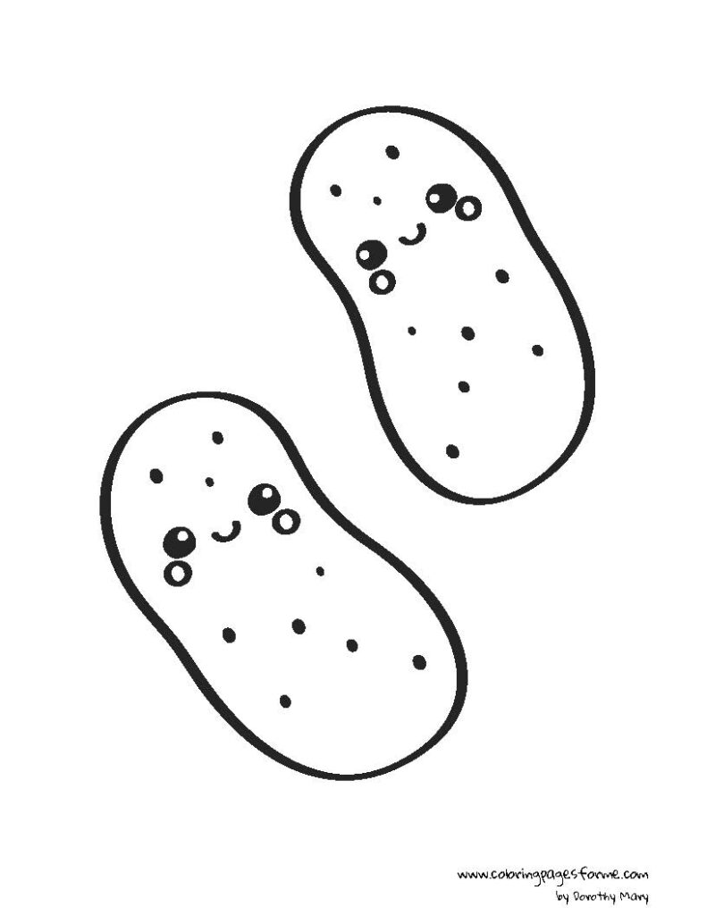 cute kawaii potatoes coloring page printable PDF