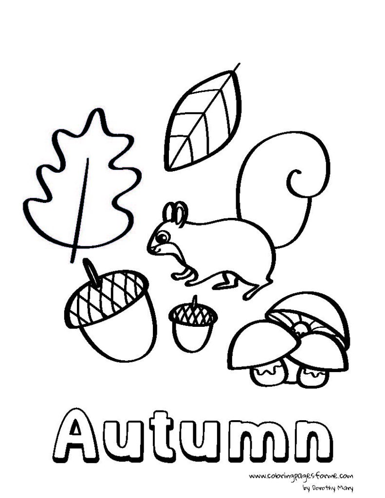cute and easy autumn coloring page for kids free and printable