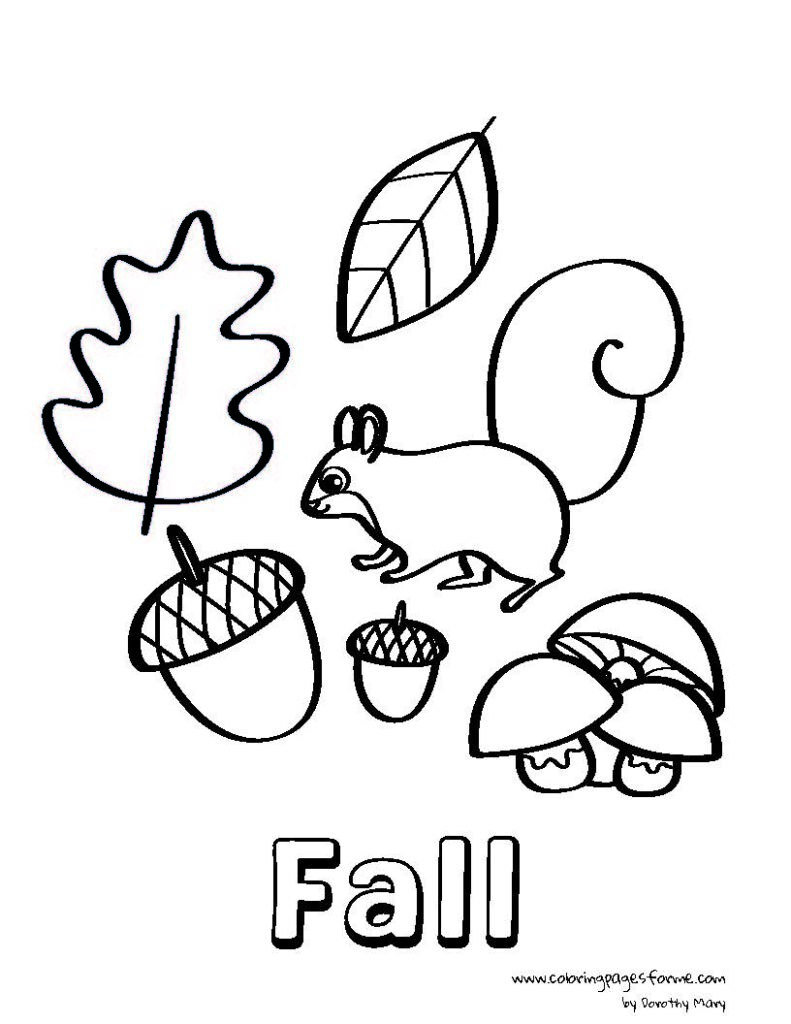 cute and easy Fall coloring page for kids free and printable