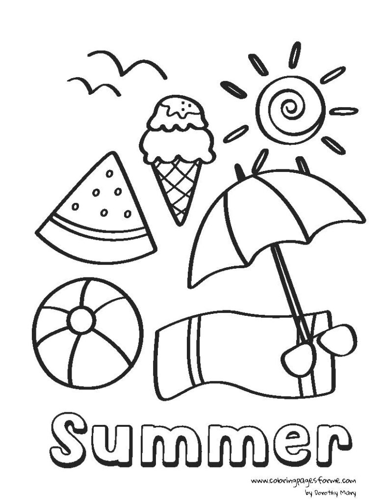 free and printable summer coloring page for kids PDF