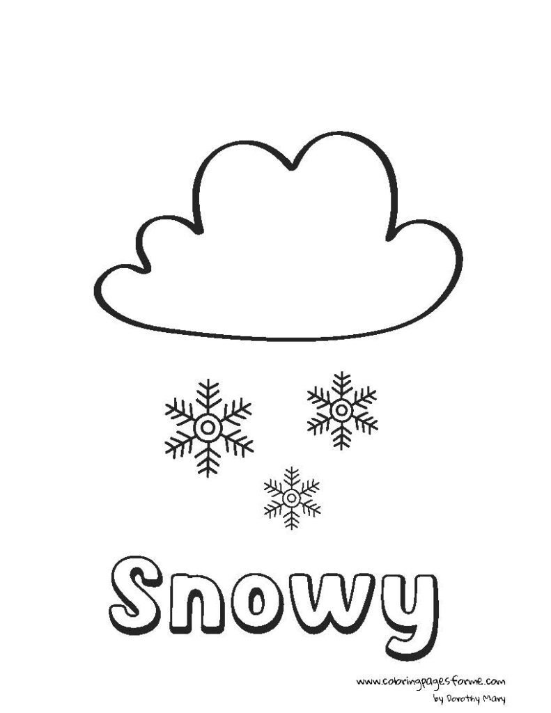 snowy coloring page for kids free and printable PDF