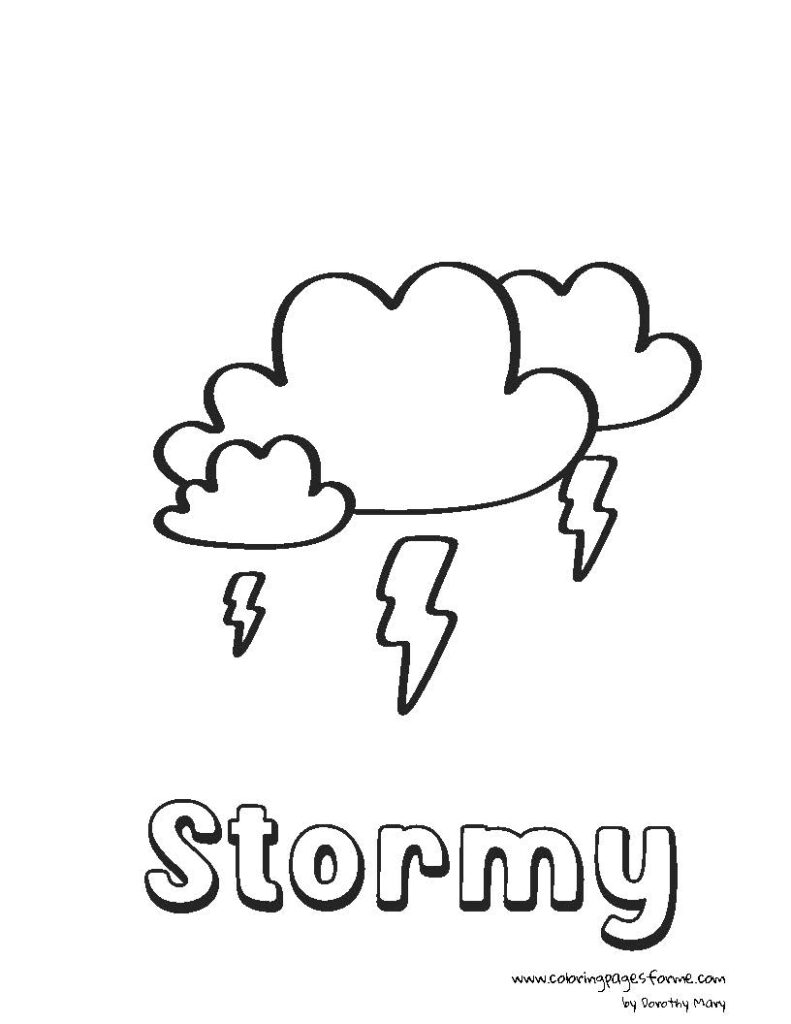 stormy weather coloring page free and printable PDF
