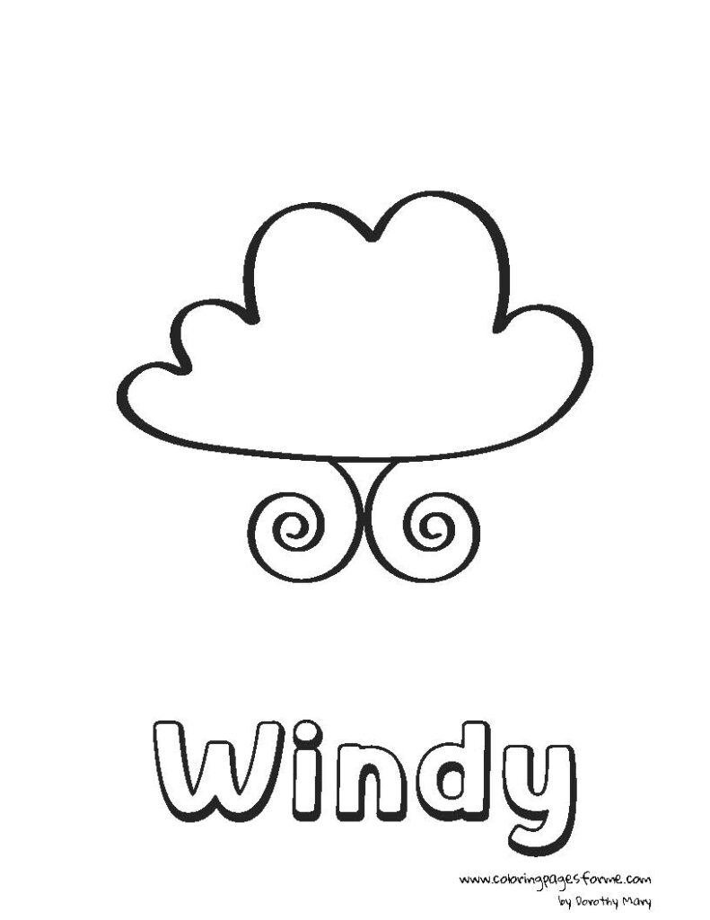 free windy weather coloring page for kids printable PDF