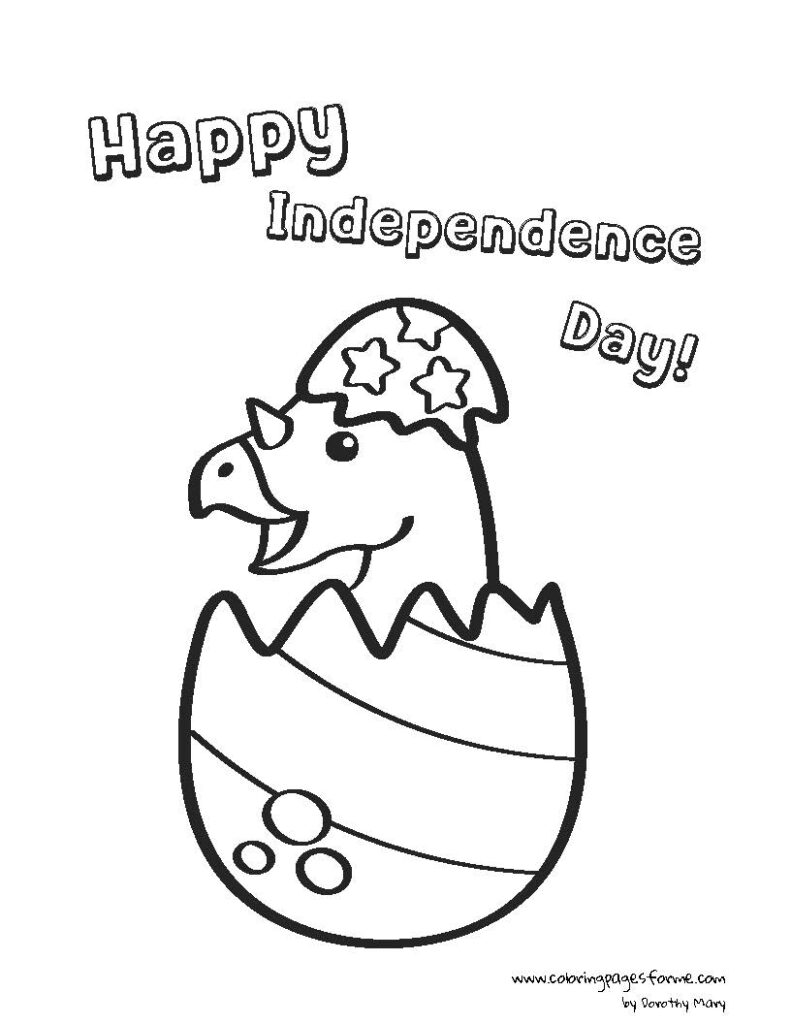 4th of july dinosaur coloring page for kids free printable PDF