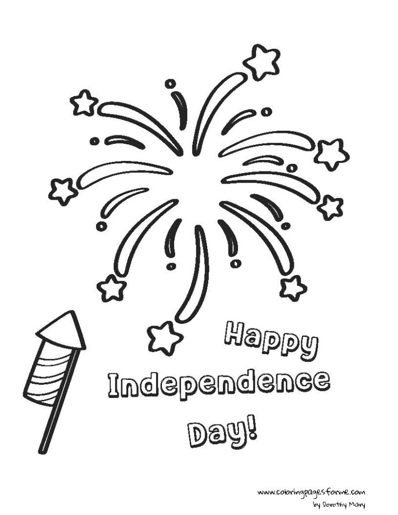 free and printable 4th of july fireworks coloring page