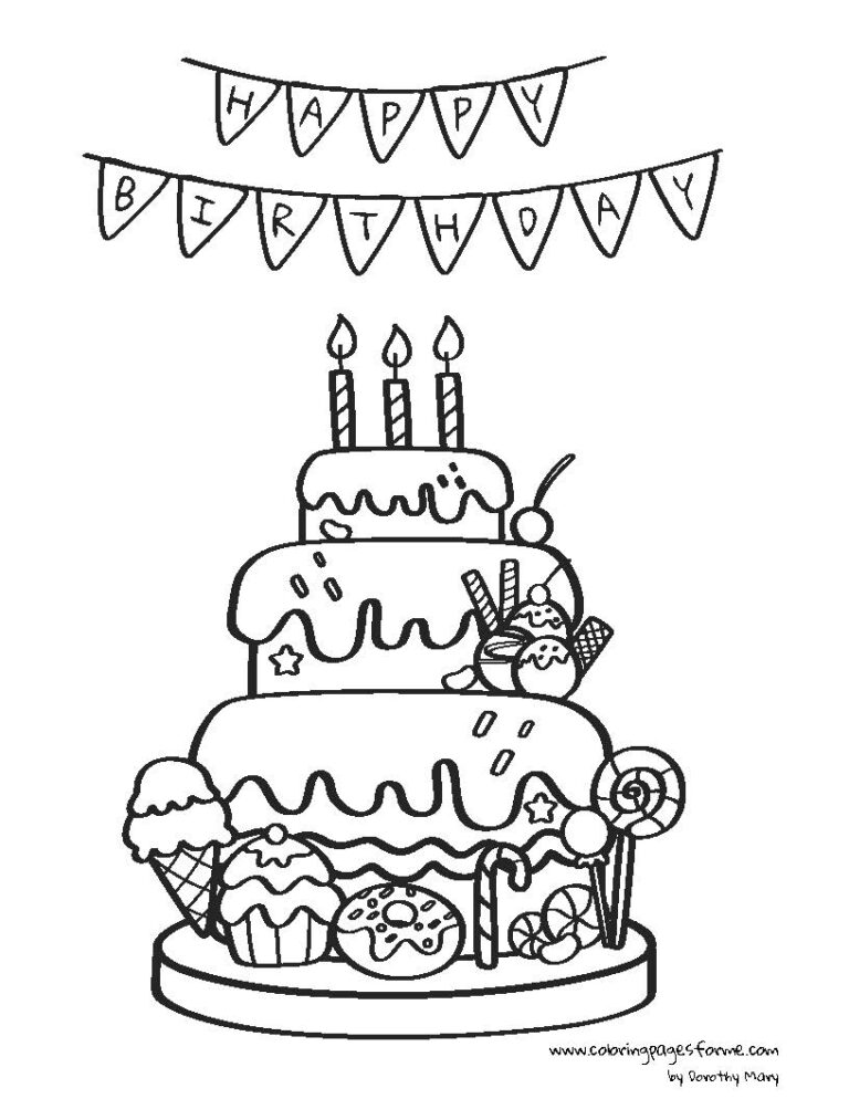 Birthday Cakes Coloring Pages – Free & Printable for Kids