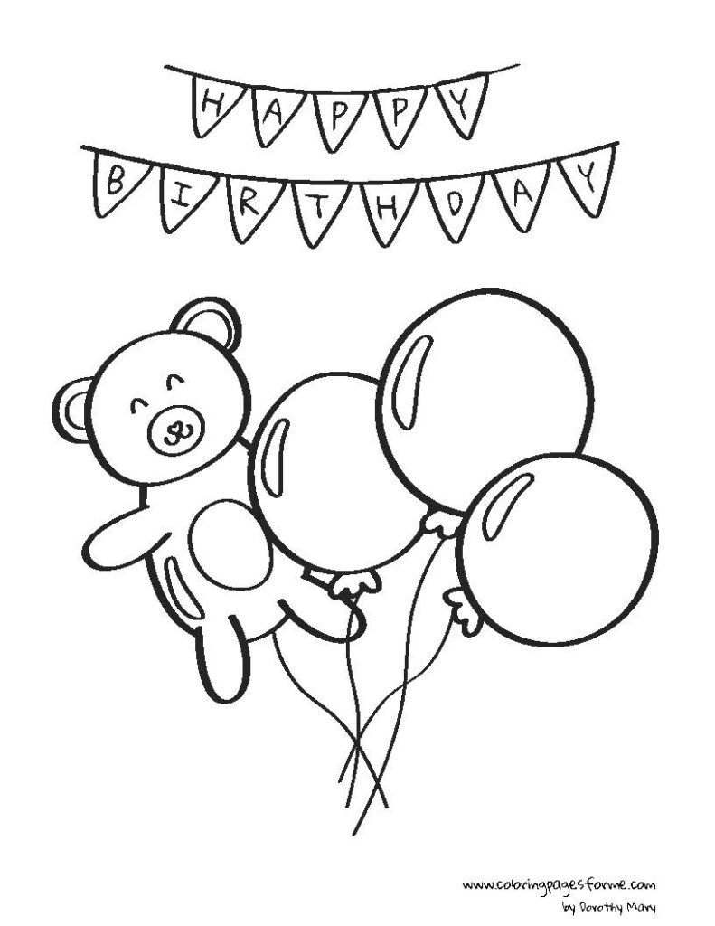 teddy bear balloons coloring page for kids easy and printable