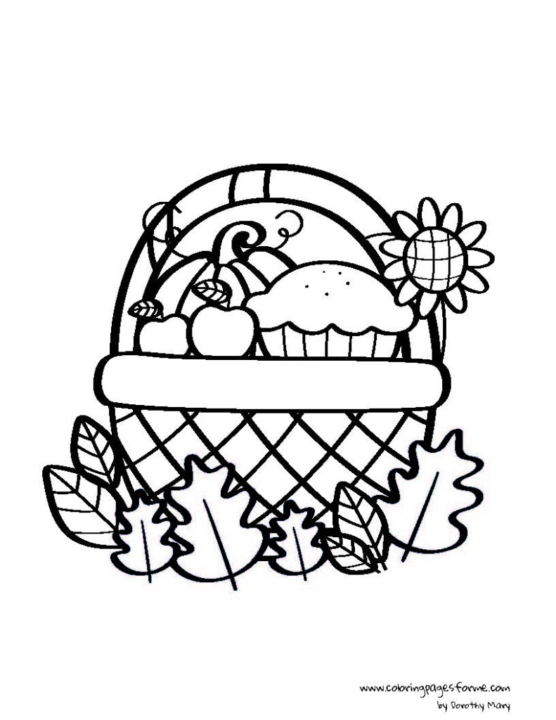 thanksgiving basket coloring page for kids